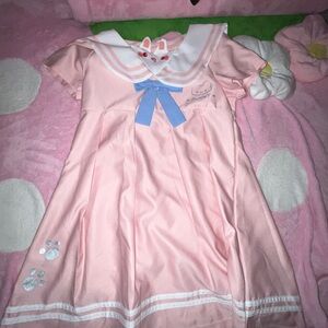 Pink Bunny dress with Blue Bow
